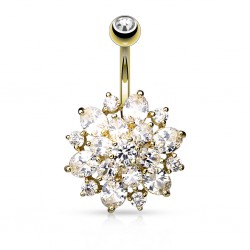 Piercing nombril cristal 10 - Fleur B jaune