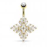 Piercing nombril cristal 45 - Flocon de neige jaune