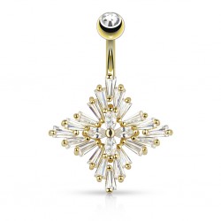 Piercing nombril cristal 45 - Flocon de neige jaune