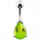 Piercing nombril cristal 03 - Goutte vert-pomme