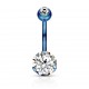 Piercing nombril cristal 39 - Bleu cristal rond transparent