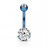 Piercing nombril cristal 39 - Bleu cristal rond transparent