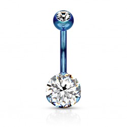 Piercing nombril cristal 39 - Bleu cristal rond transparent