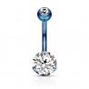 Piercing nombril cristal 39 - Bleu cristal rond transparent