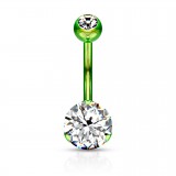 Piercing nombril cristal 39 - Vert cristal rond transparent