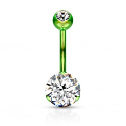 Piercing nombril cristal 39 - Vert cristal rond transparent