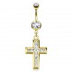 Piercing nombril croix 08 - Jaune multiples zircones