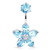 Piercing nombril fleur 64 - Haut et bas bleu-clair