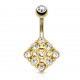 Piercing nombril plaqué-or 108 - Losanges multistrass