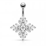 Piercing nombril cristal 45 - Flocon de neige gris