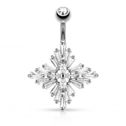 Piercing nombril cristal 45 - Flocon de neige gris