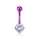 Piercing nombril cristal 39 - Lilas cristal rond transparent