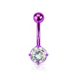 Piercing nombril cristal 39 - Lilas cristal rond transparent
