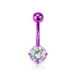 Piercing nombril cristal 39 - Lilas cristal rond transparent