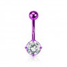 Piercing nombril cristal 39 - Lilas cristal rond transparent