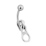 Piercing nombril zip trois strass (D03)