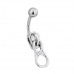 Piercing nombril zip trois strass (D03)