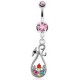 Piercing nombril banane avec pendentif multistrass rose et multicolore