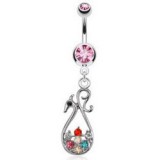 Piercing nombril imaginaire multistrass (D169)