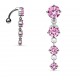 Piercing nombril inversé 11 - Quatre ronds roses
