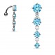 Piercing nombril inversé 11 - Quatre ronds bleu-clair