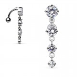 Piercing nombril inversé 11 - Quatre ronds transparents