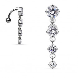 Piercing nombril inversé 11 - Quatre ronds transparents