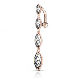 Piercing nombril inversé 14 - Trois graines roses