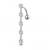 Piercing nombril inversé 15 - Cinq coeurs gris