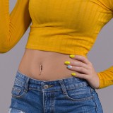 Piercing nombril inversé 16 - Grande ligne jaune