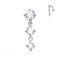 Piercing nombril inversé 22 - Gris trois zircones ronds