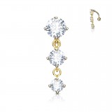 Piercing nombril inversé 22 - Jaune trois zircones ronds