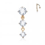 Piercing nombril inversé 22 - Rose trois zircones ronds