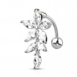 Piercing nombril inversé 25 - Fleur et pétales transparents