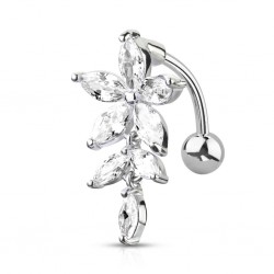 Piercing nombril inversé 25 - Fleur et pétales transparents