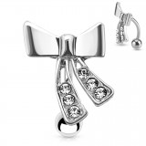 Piercing nombril inversé 28 - Noeud papillon strass transparents