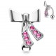 Piercing nombril inversé 28 - Noeud papillon strass roses