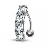 Piercing nombril inversé 26 - Ligne de zircones transparents