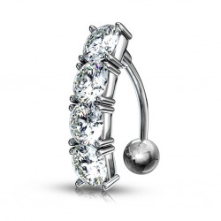 Piercing nombril inversé 26 - Ligne de zircones transparents