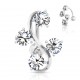 Piercing nombril inversé 33 - Quatre zircones transparents