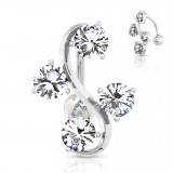 Piercing nombril inversé 33 - Quatre strass