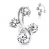 Piercing nombril inversé 33 - Quatre zircones transparents