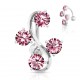 Piercing nombril inversé 33 - Quatre zircones roses
