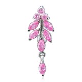 Piercing nombril inversé 37 - Feuille rose