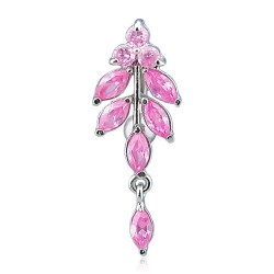 Piercing nombril inversé 37 - Feuille rose