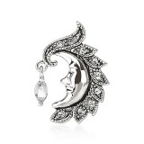 Piercing nombril inversé 39 - Lune strass transparents