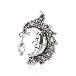 Piercing nombril inversé 39 - Lune strass transparents