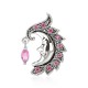 Piercing nombril inversé 39 - Lune strass roses