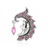 Piercing nombril inversé lune avec strass roses (39)