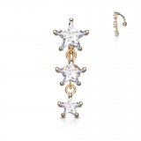 Piercing nombril inversé 41 - Trois étoiles roses